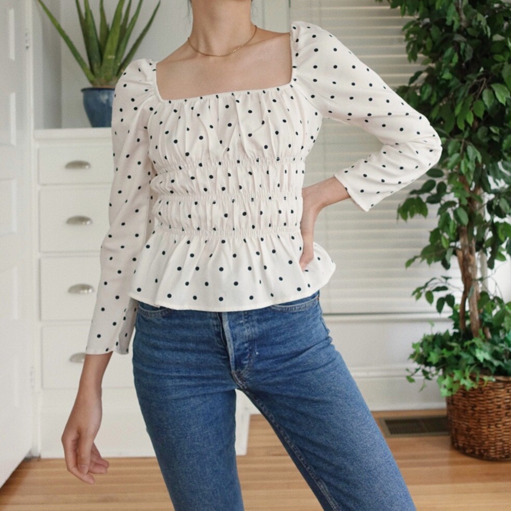Reformation style polka dots top